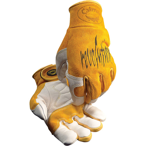 Gants de soudeur TIG/MIG de premi&egrave;re qualit&eacute; Caiman avec fermeture &agrave; boucles & crochets, Cuir de vache refendu, Taille T-Grand Ottawa Fastener Supply