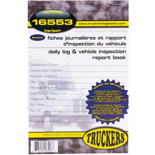 Carnet bilingue de registre quotidien et de rapport d'inspection de v&eacute;hicule Ottawa Fastener Supply
