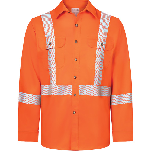Chemise de travail haute visibilit&eacute; &agrave; bandes segment&eacute;es 7 oz de luxe Avenger, Style 652, Hommes, T-Grand (grande taille), Orange Ottawa Fastener Supply