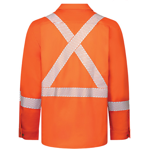 Chemise de travail haute visibilit&eacute; &agrave; bandes segment&eacute;es 7 oz de luxe Avenger, Style 652, Hommes, T-Grand (grande taille), Orange Ottawa Fastener Supply