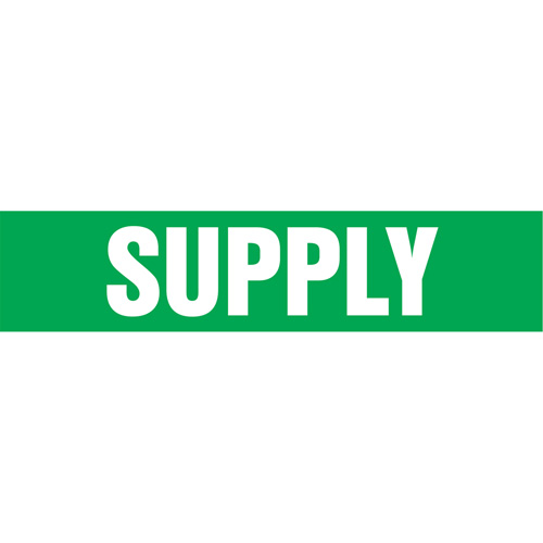 Marqueurs de tuyau "Supply", Autocollant, 4" h x 24" la, Blanc/vert Ottawa Fastener Supply