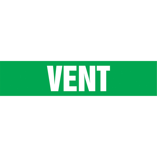 "Vent" Pipe Markers, Self-Adhesive, 2-1/2" H x 12" W, White on Green Ottawa Fastener Supply