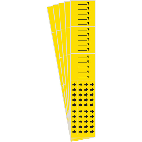 Marqueurs de tuyau avec espace vierge suivi du symbole °F , Autocollant, 2-1/4" h x 14" la, Noir sur jaune Ottawa Fastener Supply