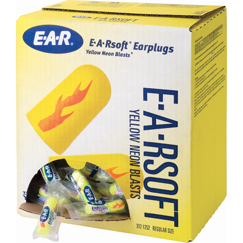 E-A-Rsoft Yellow Neon Blasts Earplugs, Bulk - Polybag Ottawa Fastener Supply