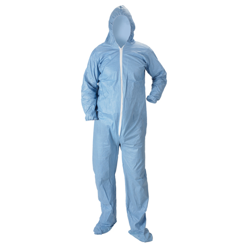 Pyrolon&reg; Plus 2 FR Hooded Coveralls With Boots, Small, Blue, FR Treated Fabric Ottawa Fastener Supply
