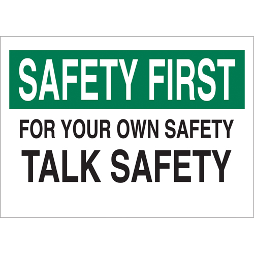 "Talk Safety" Sign, 10" x 14", Aluminum, English Ottawa Fastener Supply