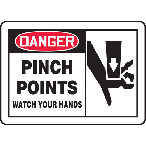 "Pinch Points" Sign, 7" x 10", Plastic, English with Pictogram Ottawa Fastener Supply