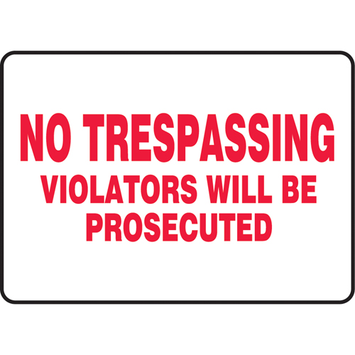 "No Trespassing" Sign, 10" x 14", Vinyl, English Ottawa Fastener Supply