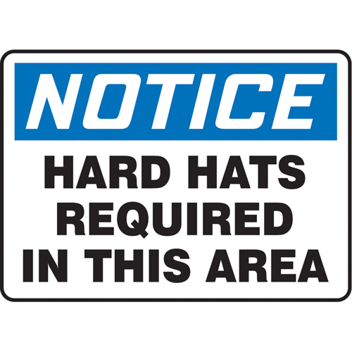 Enseigne  Hard Hats Required , 10" x 14", Vinyle, Anglais Ottawa Fastener Supply