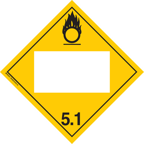 Oxidizer TDG Placard, Adhesive Vinyl Ottawa Fastener Supply