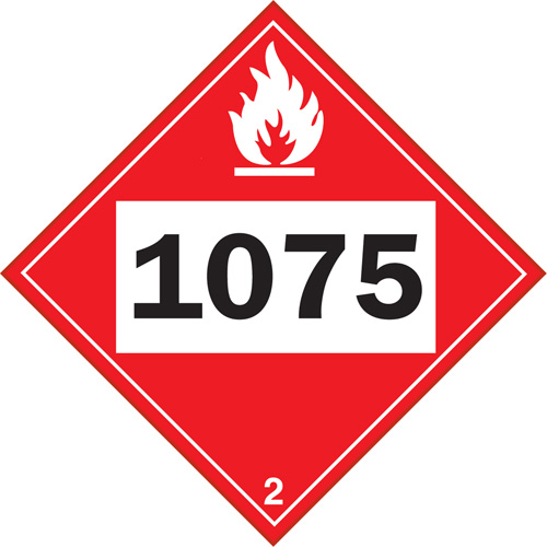1075 Liquefied Petroleum Flammable Gas TDG Placard, Plastic Ottawa Fastener Supply