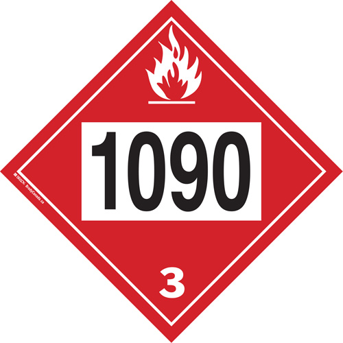 1090 Acetone Flammable Liquid TDG Placard, Plastic Ottawa Fastener Supply