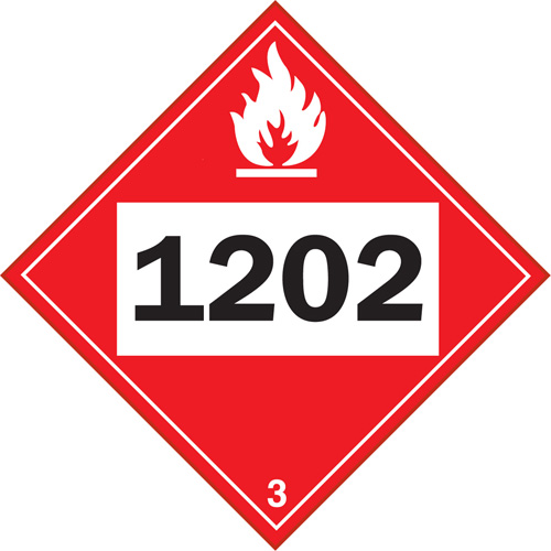 1202 Fuel Oil Flammable Liquid TDG Placard, Adhesive Vinyl Ottawa Fastener Supply