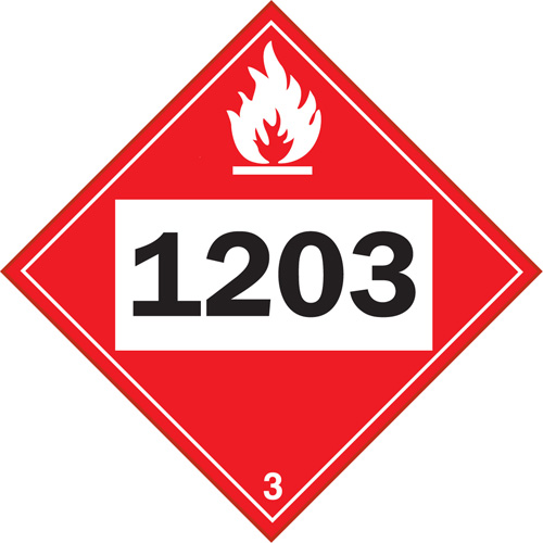 1203 Gasohol & Gasoline Flammable Liquid TDG Placard, Adhesive Vinyl Ottawa Fastener Supply
