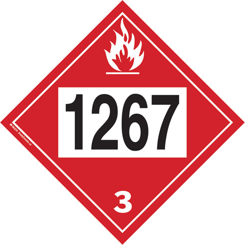 1267 Petroleum Crude Oil Flammable Liquid TDG Placard, Adhesive Vinyl Ottawa Fastener Supply