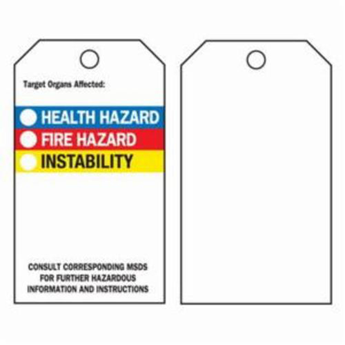 Right-To-Know Tags, Polyester, 3" W x 5-3/4" H, English Ottawa Fastener Supply