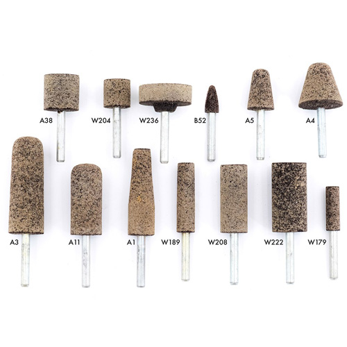 Meules r&eacute;sinoides mont&eacute;es sur tige A36Q, A11, Oxyde d'aluminium, 11/16" dia., 2" lo, 36 Grain Ottawa Fastener Supply