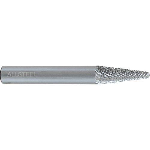 AllSteel Cone Shape Carbide Burr, SL-3, 3/8" Dia., 1/4" Shank, 1-1/16" Depth of Cut Ottawa Fastener Supply