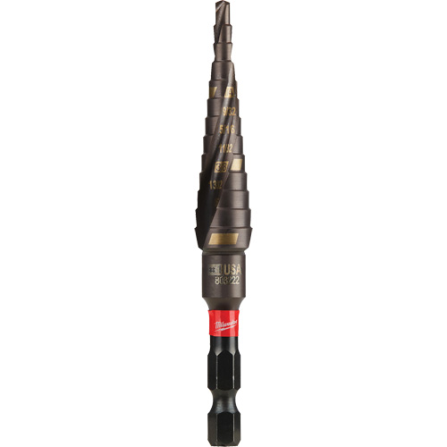#1 Shockwave Impact Duty Step Drill Bit, 1/2" - 1-1/8" , 1/32" Increments, Titanium Ottawa Fastener Supply