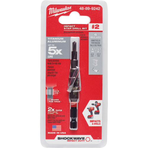 Foret &eacute;tag&eacute; #2 Shockwave Impact Duty, 3/16" - 1/2", Incr&eacute;ments de 1/16", Titane Ottawa Fastener Supply