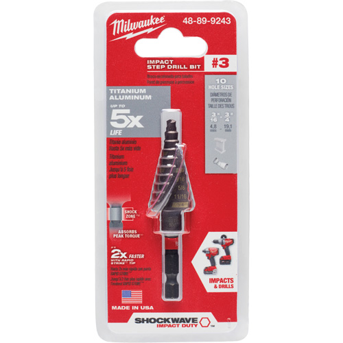Foret &eacute;tag&eacute; #3 Shockwave Impact Duty, 3/16" - 3/4", Incr&eacute;ments de 1/16", Titane Ottawa Fastener Supply