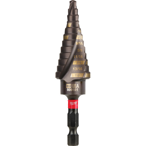 #4 Shockwave Impact Duty Step Drill Bit, 3/16" - 7/8" , 1/16" Increments, Titanium Ottawa Fastener Supply