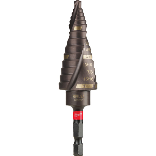 #8 Shockwave Impact Duty Step Drill Bit, 1/2" - 1" , 1/16" Increments, Titanium Ottawa Fastener Supply