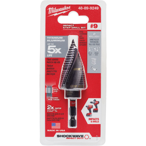 Foret &eacute;tag&eacute; #9 Shockwave Impact Duty, 7/8" - 1-1/8", Incr&eacute;ments de 1/4", Titane Ottawa Fastener Supply