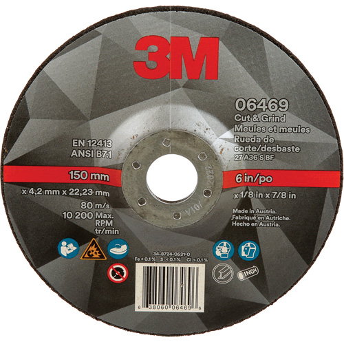 Meule &agrave; tronçonner, 6" x 1/8", Arbre de 7/8", Type 27, C&eacute;ramique Ottawa Fastener Supply