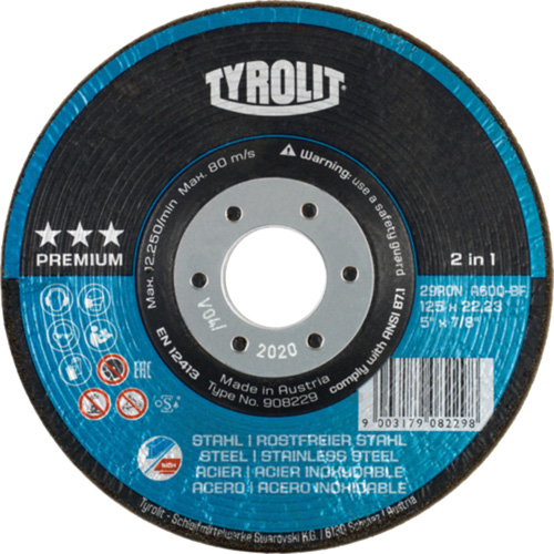 Meule &agrave; moyeu d&eacute;port&eacute; Rondeller, 4-1/2", 36 Grain, 7/8", 13 300 Tr/min, Type 29 Ottawa Fastener Supply