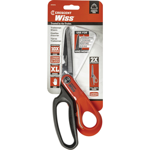 Heavy-Duty Titanium Coated Tradesman Shears, 10", Rings Handle Ottawa Fastener Supply