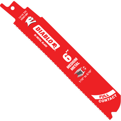Lame de scie alternative de s&eacute;rie moyenne pour le m&eacute;tal, Bim&eacute;tal, 14-18 Dents par pouce, 6" lo x 1" la Ottawa Fastener Supply