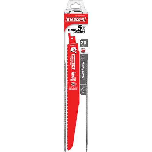 Lame de scie alternative pour la d&eacute;molition et les m&eacute;taux &eacute;pais, Bim&eacute;tal, 8-10 Dents par pouce, 9" lo Ottawa Fastener Supply