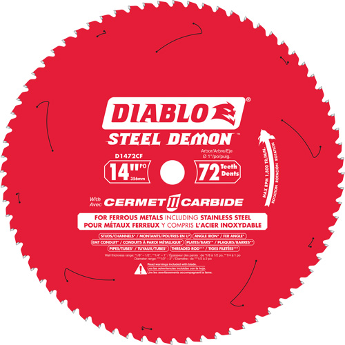 Steel Demon Cermet II Circular Saw Blade, 14", 72 Teeth, Metal Use Ottawa Fastener Supply