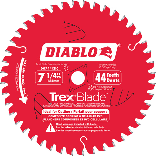 Trex&reg; Blade Cutting Saw Blade, 7-1/4", 44 Teeth, Plastic/Composite Decking Use Ottawa Fastener Supply