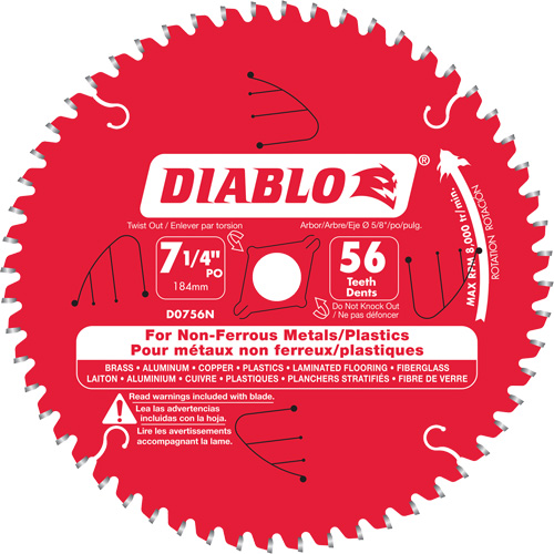 Aluminum Cutting Saw Blade, 7-1/4", 56 Teeth, Non-Ferrous Use Ottawa Fastener Supply
