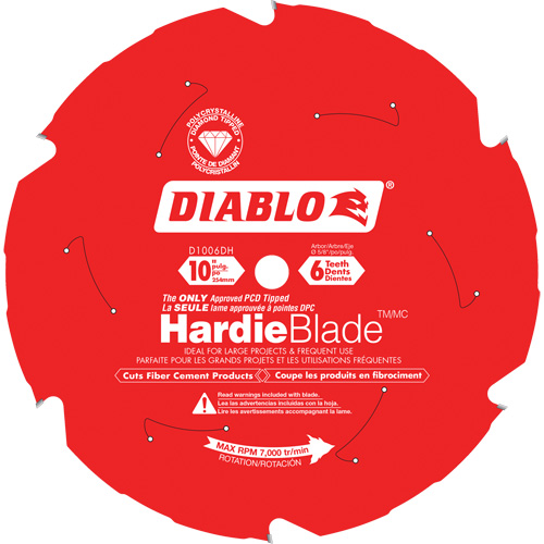 Lame de scie &agrave; d&eacute;couper HardieBlade, 10", 6 dents, Pour B&eacute;ton de fibre Ottawa Fastener Supply