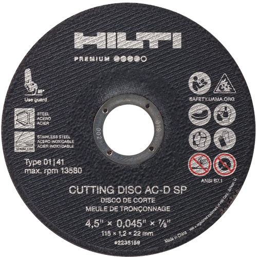 AC-D SP Cut-Off Wheel, 4-1/2" x 0.045", 7/8" Arbor, Type 1, 13580 RPM Ottawa Fastener Supply