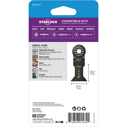 Lame standard pour le m&eacute;tal 1-3/4" Starlock Ottawa Fastener Supply
