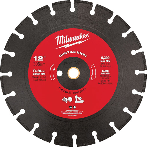 Circular Saw Blade, 12", Ductile Iron Use Ottawa Fastener Supply