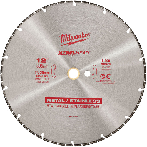 Steelhead Diamond Cut-Off Circular Saw Blade, 12", Metal Use Ottawa Fastener Supply