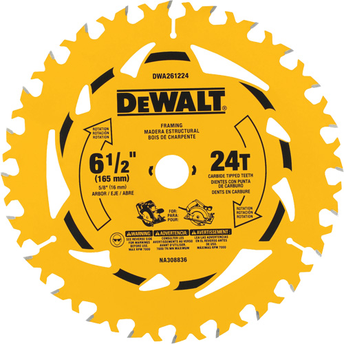 Carbide-Tipped Framing Circular Saw Blade, 6-1/2", 24 Teeth, Wood Use Ottawa Fastener Supply