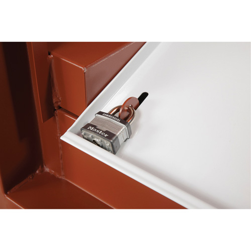 Coffre de chantier et surface de travail sur le terrain, 33" la x 63" p x 80" h, Acier, Rouge Ottawa Fastener Supply