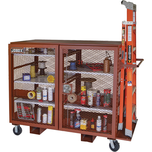 Armoire mobile en treillis, Acier, 49 pi³, Rouge Ottawa Fastener Supply