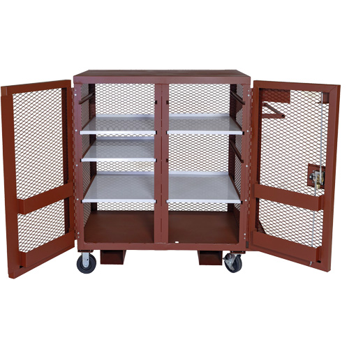 Mobile Mesh Cabinet, Steel, 37 Cubic Feet, Red Ottawa Fastener Supply