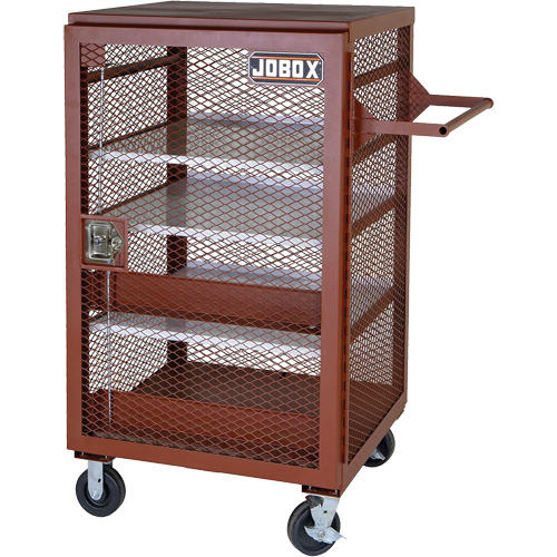 Mobile Mesh Cabinet, Steel, 22 Cubic Feet, Red Ottawa Fastener Supply