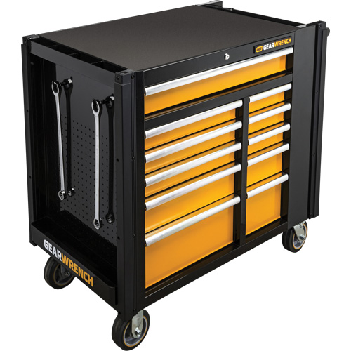 Powered Tool Cart, 11 Drawers, 42-1/2" W x 24-7/16" D x 41" H, Black/Orange Ottawa Fastener Supply