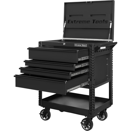 EX Deluxe Series Tool Cart, 4 Drawers, 22-7/8" L x 33" W x 44-1/4" H, Black Ottawa Fastener Supply