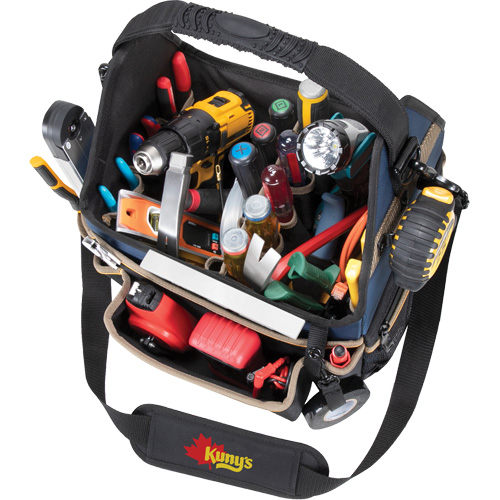 Porte-outils &eacute;lectrique/CHVAC &agrave; base moul&eacute;e, Polyester balistique, 20 pochettes, Noir/Bleu Ottawa Fastener Supply