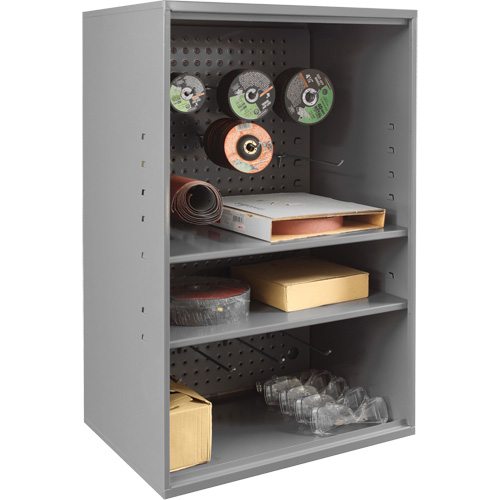 Armoire d'entreposage de produits abrasifs avec panneau perfor&eacute;, Acier, 19-7/8" x 14-1/4" x 32-3/4", Gris Ottawa Fastener Supply